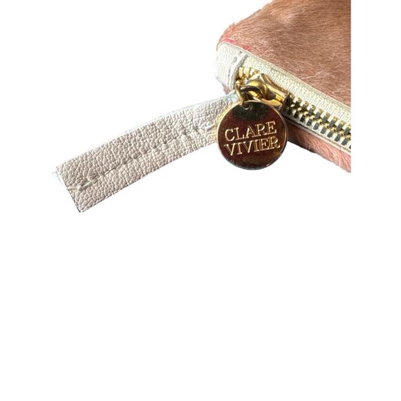 CLARE V. CLARE VIVIER CALF HAIR FLAT FOLD OVER CLUTCH CAMEL - Picture 2 of 10